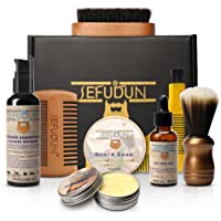 Los mejores  - 8-en-1 Kit de aseo de barba con cepillo suave de jabón de barba + Cepillo de barba Peine de barba + Peine de plantilla…